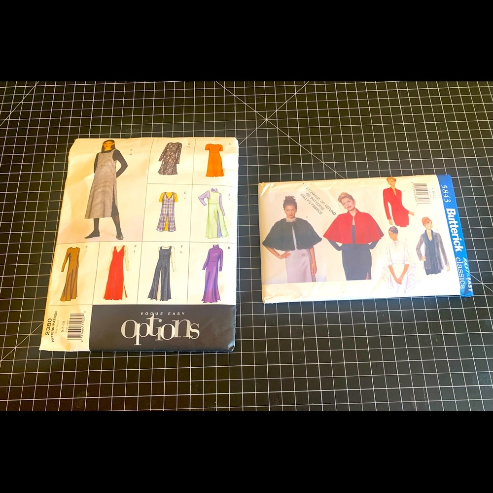 Dressmaking patterns  versatile Vogue easy options 8 in 1 and a Butterick  cape